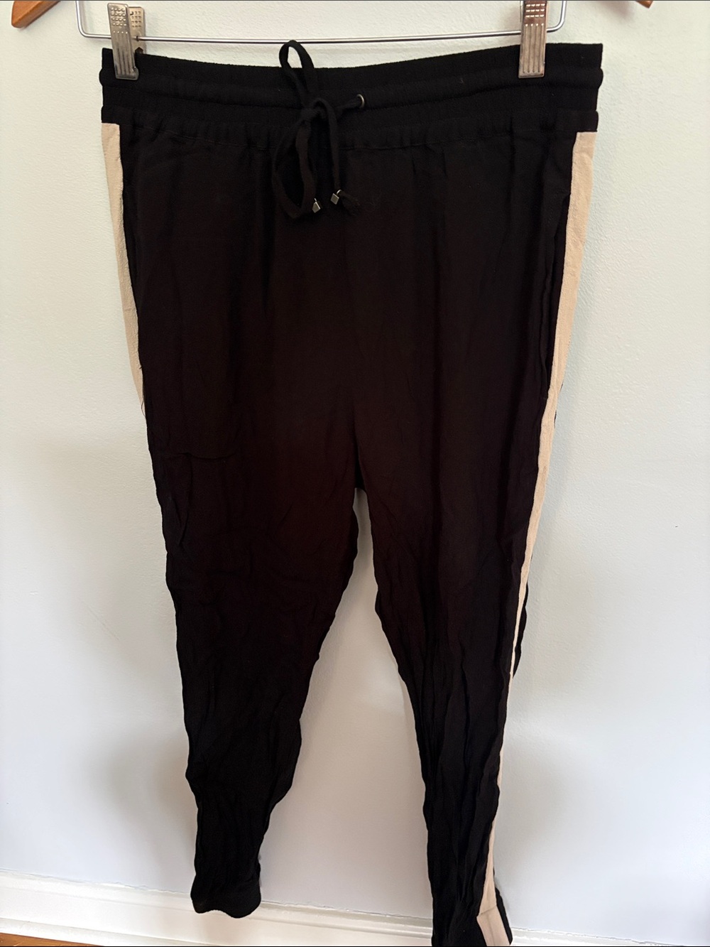 Willow & Clay Black Joggers with Ivory Side Stripe